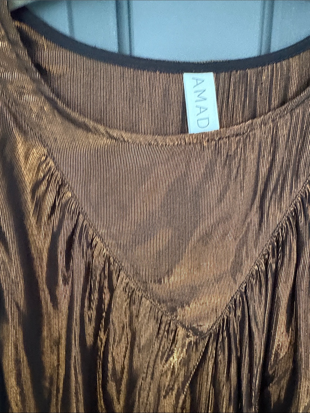 Amandine Shimmery Bronze Peasant Blouse View 3